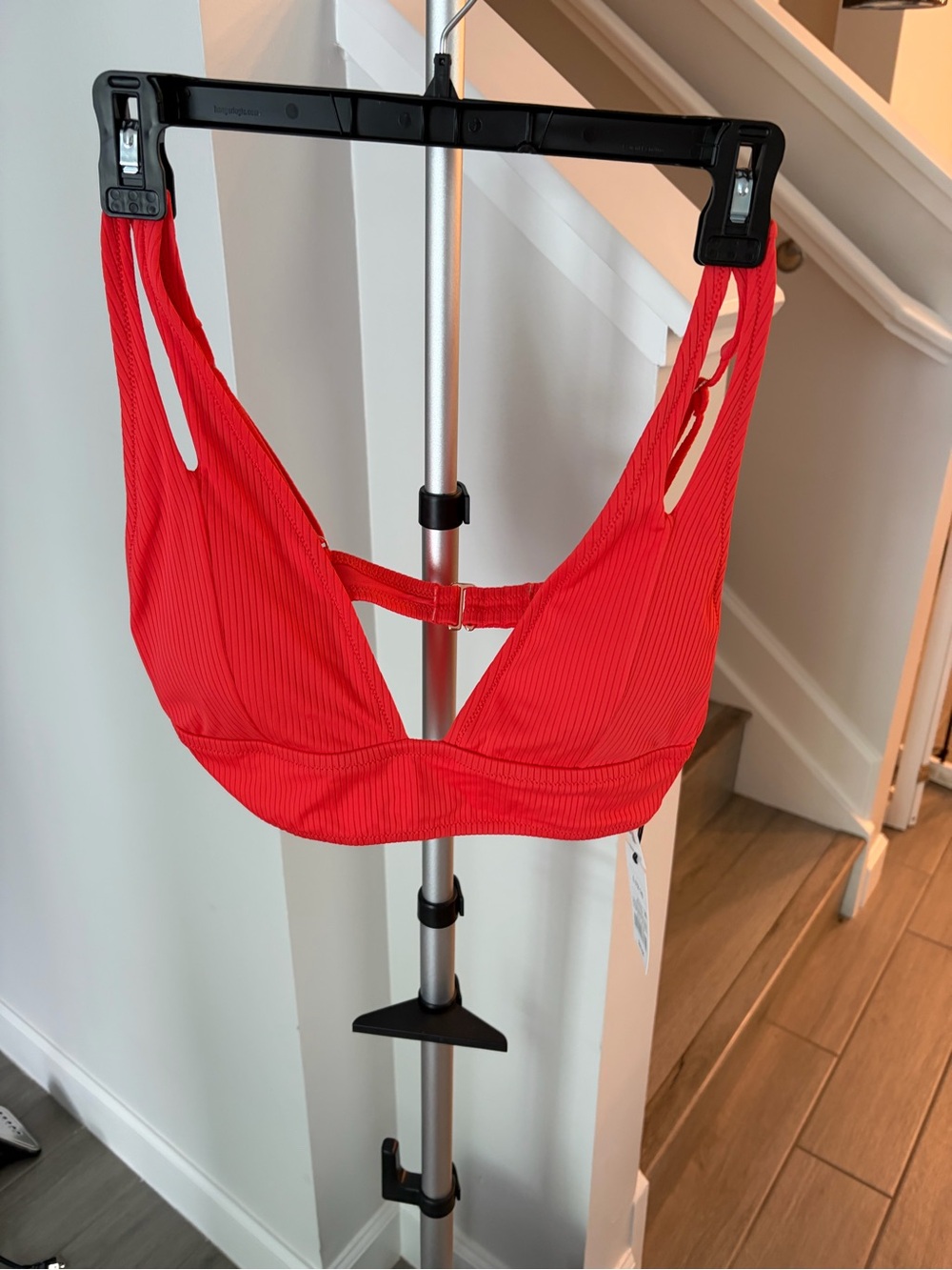Shade & Shore Red Ribbed Triangle Bikini Set - Picture 3 of 8